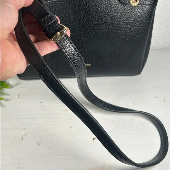 Nanette Lepore Crossbody 3 Compartment Purse Vegan Pebbled Black Leather Bag - Picture 11 of 16